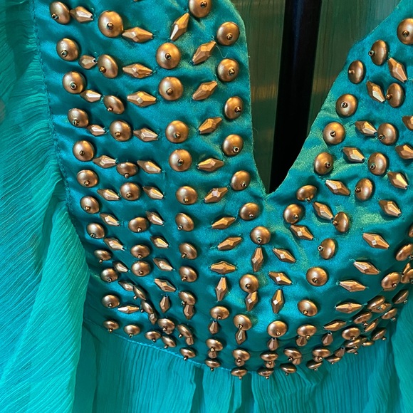 Embellished Green Ruffle Top - Picture 2 of 5